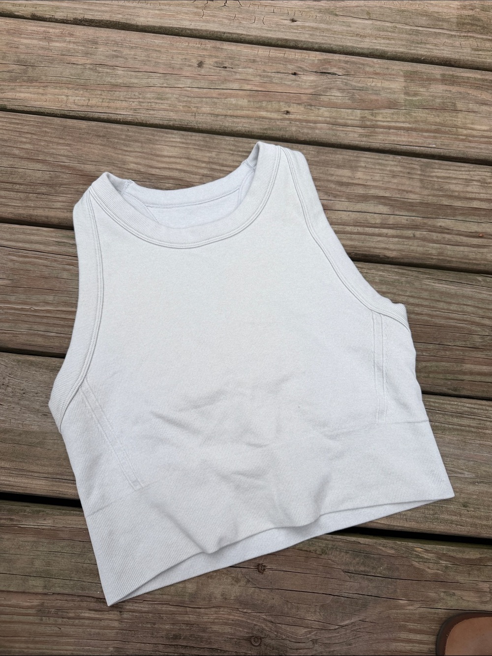 White Women's Cropped stretchy DSG Tank Top-light gray